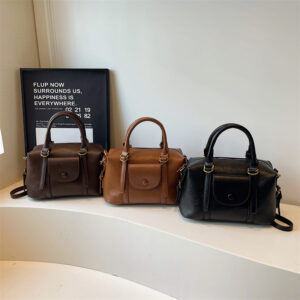 2026 New Soft Leather Handbag for Women, High-End Boston Shoulder Bag, Retro Chic Crossbody Bag