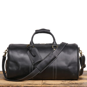Crazy Horse Leather Travel Bag, Top Layer Cowhide Trolley Luggage Bag, Handmade Genuine Leather Men's Shoulder/Crossbody Bag