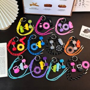 Sporty barbell keychain ornament for women and couples, Miu-style bag charm, key chain accessory, creative DIY