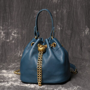 New handmade top-grain cowhide cosmetic bag, fashionable, casual, versatile genuine leather bucket bag, high-quality soft leather