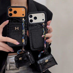 New Apple iPhone 17/15 Pro crocodile-patterned card holder + earphone case