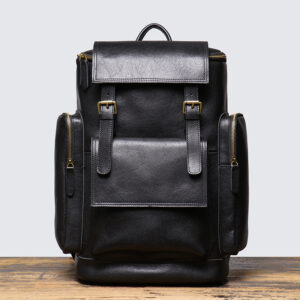 Popular overseas genuine leather soft leather men's backpack, lightweight commuter bag, large capacity, laptop bag, unique color-blocked travel backpack