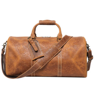 European and American retro embossed men's genuine leather tote travel bag, top layer cowhide, single shoulder crossbody bag, large capacity luggage bag