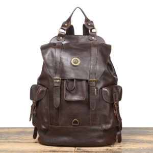 New European and American style genuine leather men's backpack, fashionable top layer cowhide, multi-functional travel bag, casual backpack, computer bag