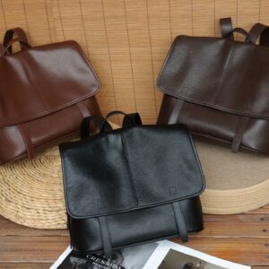 Women's large-capacity retro versatile travel backpack made of top-grain vegetable-tanned cowhide leather, genuine leather messenger bag
