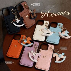 New SIM card insert + rocking horse iPhone 17 case with lychee-textured genuine leather feel, also suitable for Samsung S25