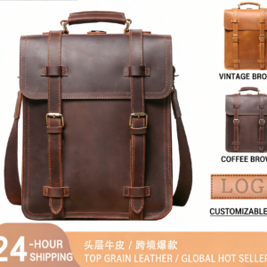 2026 Hot-Selling European and American Retro Crazy Horse Leather Men's Backpack, Wearable Trolley Case, Multifunctional Large Capacity Laptop