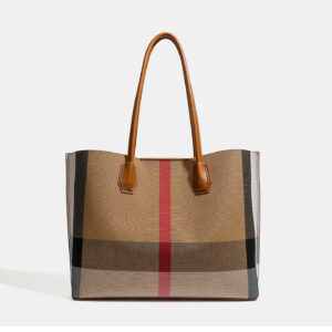 2026 Spring/Summer New Arrival: Large-Capacity Checkered Shopping Bag for Women, Color-Blocked Shoulder/Handbag/Tote Bag