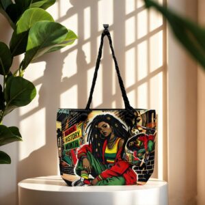 Cartoon print crossbody canvas bag for beach bag