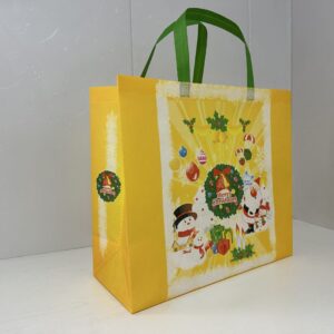 Christmas Gift Packaging Bag, Large Capacity, Portable, Cartoon Design, Handheld & Shoulder Bag, Laminated Waterproof Non-woven Bag