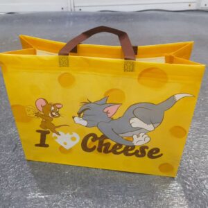 RPET non-woven bags with custom heat-pressed handles